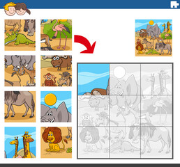 jigsaw puzzle game with wild comic animal characters