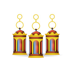 Obraz premium 3d design lantern eid mubarak design vector
