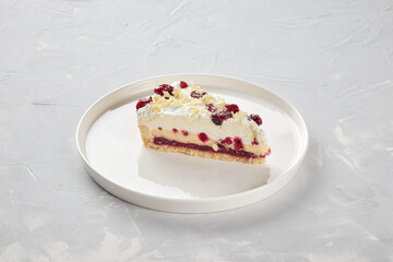 Sweet dessert on a plate, concrete background, for designer