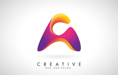 Colorful rounded Letter A Creative Logo Design. Friendly Corporate Entertainment Media Technology Digital Business template.