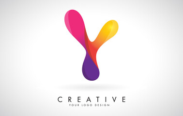 Colorful rounded Letter Y Creative Logo Design. Friendly Corporate Entertainment Media Technology Digital Business template.