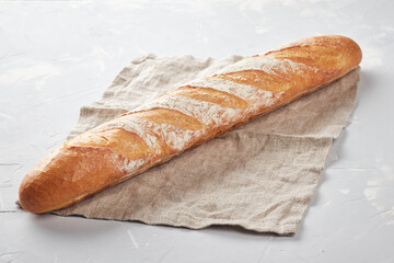 White bread made from wheat flour, concrete background