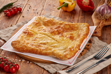 Khachapuri with cheese, traditional Georgian cuisine