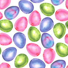 Watercolor Easter Seamless Pattern Hand Drawn High Quality