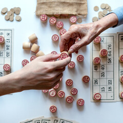 Lotto Family Board Game. Play at home on a cold winter day or in a new pandemic environment. The view from the top.