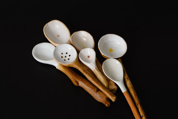 Handmade ceramic craft ware. Spoons.