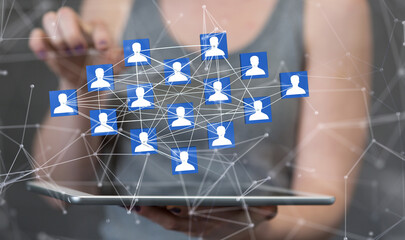 Abstract network of physical devices on the Internet using a network connection with statistics...