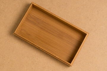 open wooden box top view on wooden background
