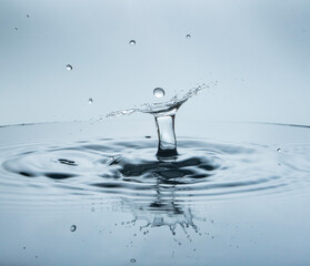 Freeze water liquid drop splash on pure background