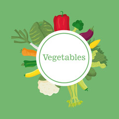 set of vegetables healthy food in circular frame icons