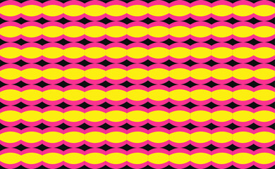 Vector illustration of an oval pattern with a yellow, pink, and black color combination