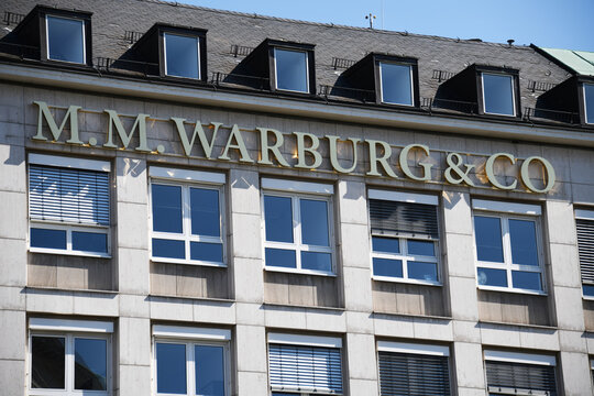 Hannover, Lower Saxony, Germany - April 12, 2020: Logo of M.M. Warburg & CO in Hanover, Germany -  Warburg is a German independent private bank and was founded in 1798