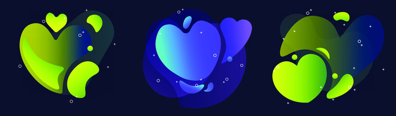Heart gradient, multicolored hearts.
