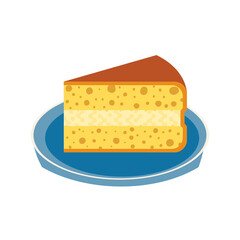 Homemade Cream Pie Slice on plate flat vector icon