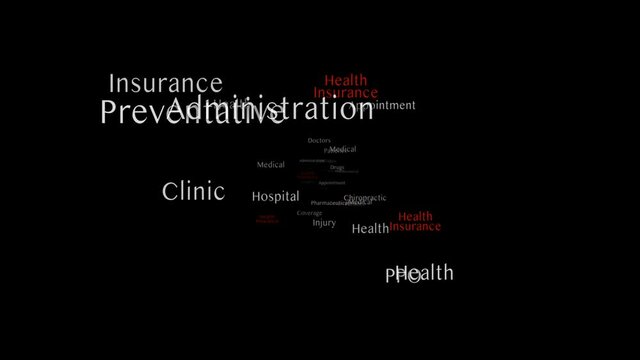 HEALTH INSURANCE Keywords Animation, Background, Loop, 4k
