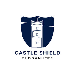 Castle shield vector logo design