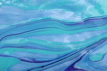 Blue marble color mix, art painting