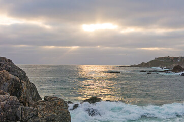 General image of the Pacific Ocean coast, from the tourist town of Las Cruces, on the Chilean coast.