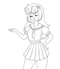 Cute anime manga girl wearing school uniform.