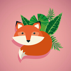 Obraz premium fox wild animal nature character with leafs