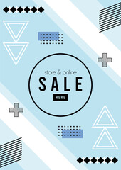 store online sale lettering in gray memphis background