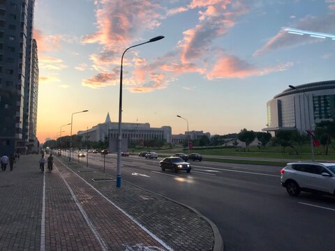 sunset in pyongyang