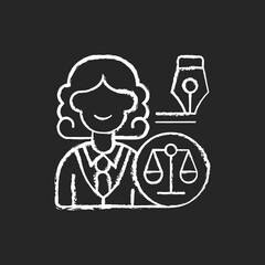 Obraz premium Law department chalk white icon on black background. Dealing with legal affairs. Ensuring company legality and compliance actions. Litigation, investigation. Isolated vector chalkboard illustration