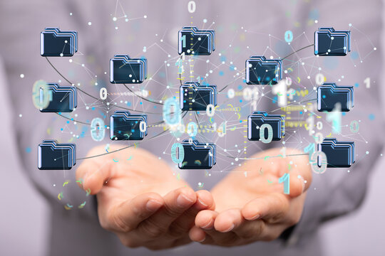 data security - Cloud technology. Integrated digital web concept background