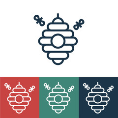 Linear vector icon with hive