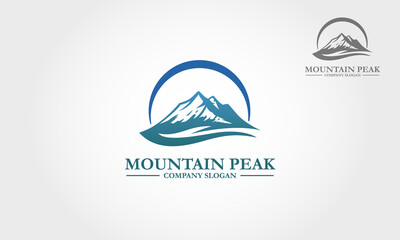 Mountain Peak Vector Logo Template. This logo symbolizes a nature, cold, clean, peace, and calm, this logo also look modern, sporty, simple and young.
