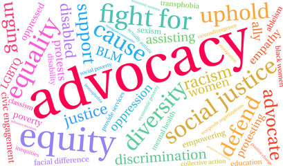 Advocacy Word Cloud on a white background. 