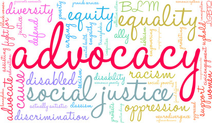 Advocacy Word Cloud on a white background.
