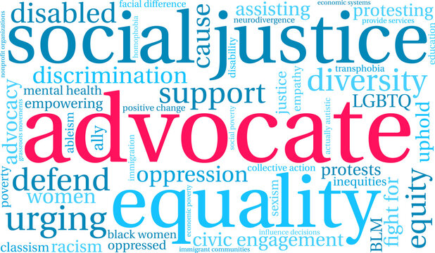 Advocate Word Cloud On A White Background. 