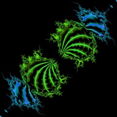 3D illustration designs based on neon green Mandelbrot style fractal pattern