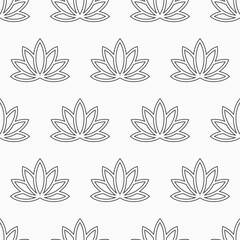 Lotus seamless pattern. Floral background. Oriental ornament. Vector black and white background.