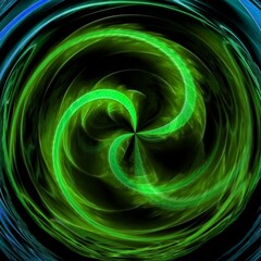 3D illustration designs based on neon green spiral pattern