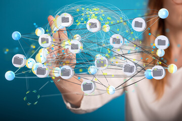 data security - Cloud technology. Integrated digital web concept background