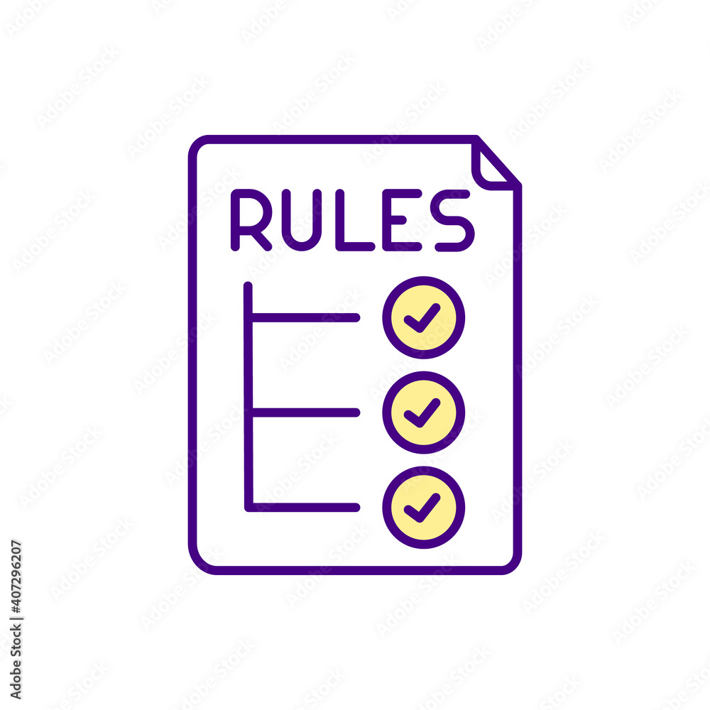 Poster video game rules rgb color icon. video game design components. restricting user from accessing wrong