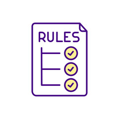 Video game rules RGB color icon. Video game design components. Restricting user from accessing wrong storyline on specific moment. Developing best gaming experience. Isolated vector illustration