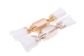 Fototapeta na wymiar chocolate candies in wrapper isolated