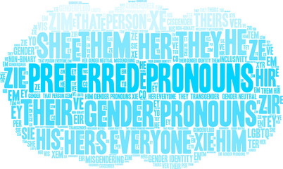 Preferred Pronouns Word Cloud - obrazy, fototapety, plakaty