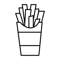 Outline french fry isolated on white background. Coloring page.