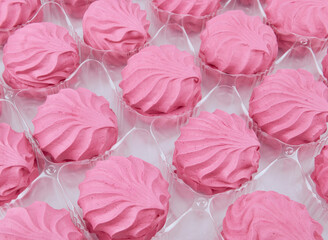 Fruit marshmallow in a package close up, shallow depth of sharpn