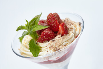 dessert with strawberries and whipped cream