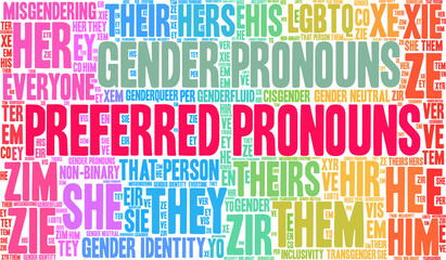 Preferred Pronouns on a white background. - obrazy, fototapety, plakaty