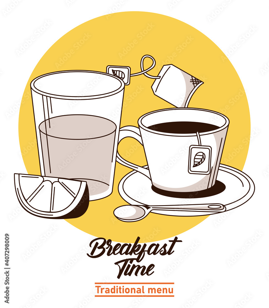 Canvas Prints breakfast time lettering poster with orange juice and coffee