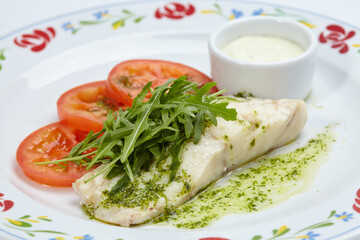 roasted fish with fresh salad