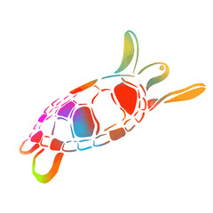 A multi-colored tortoise. Vector illustration