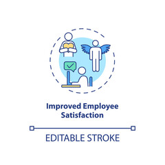 Improved employee satisfaction concept icon. Staff training idea thin line illustration. Recognition and rewards. Good health promotion. Vector isolated outline RGB color drawing. Editable stroke