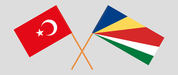 Crossed flags of Turkey and Seychelles